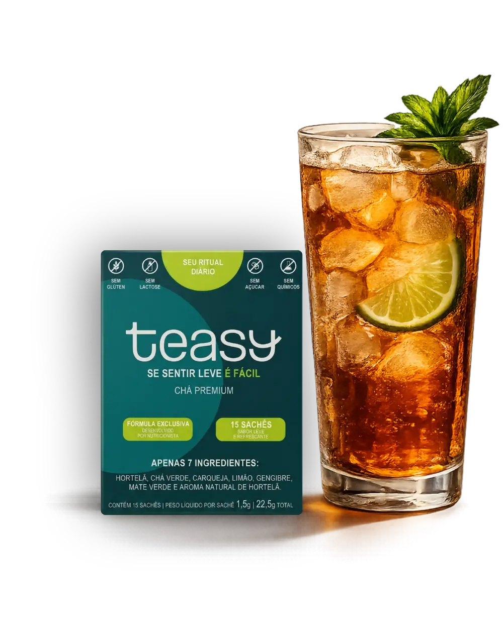 Teasy - Caixa e copo de chá gelado